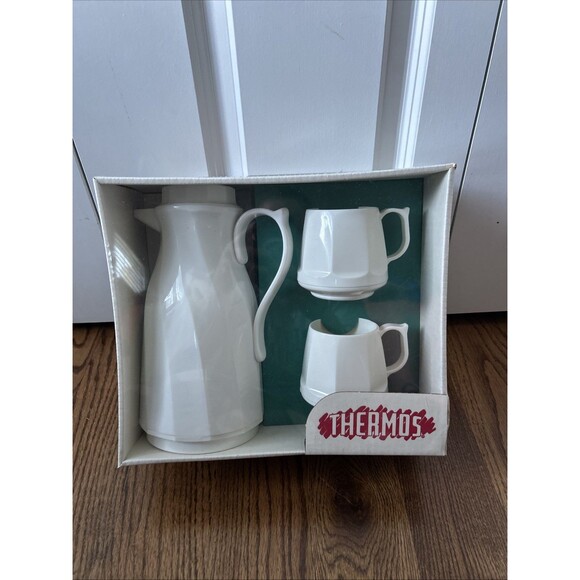 Vintage 1993 Thermos Coffee Carafe Gift Set Hot and Cold Beverage 3 Piece NEW - Picture 1 of 6